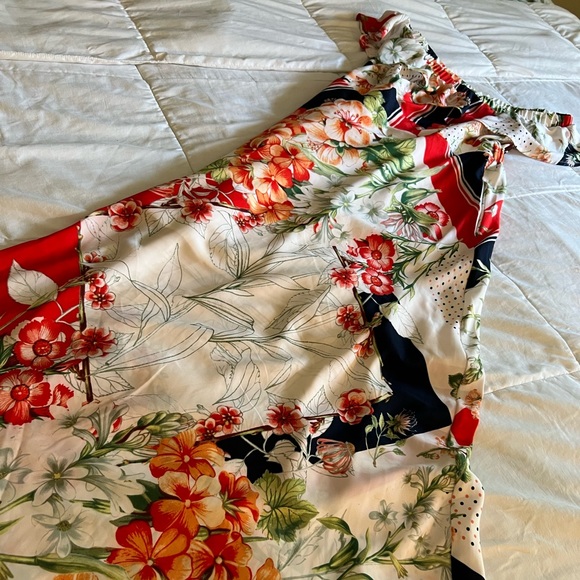 NWOT New York & Company, off the shoulder mixed print maxi dress - Picture 6 of 9